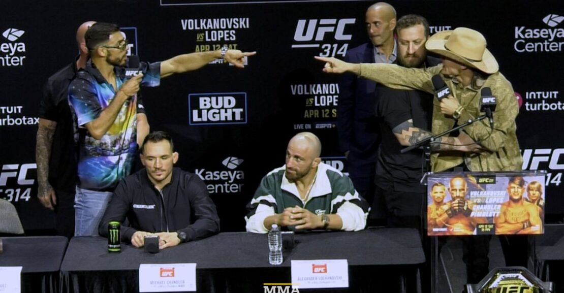 Video: Diego Lopes, Yair Rodriguez separated by security after getting into heated altercation at UFC 314 press conference