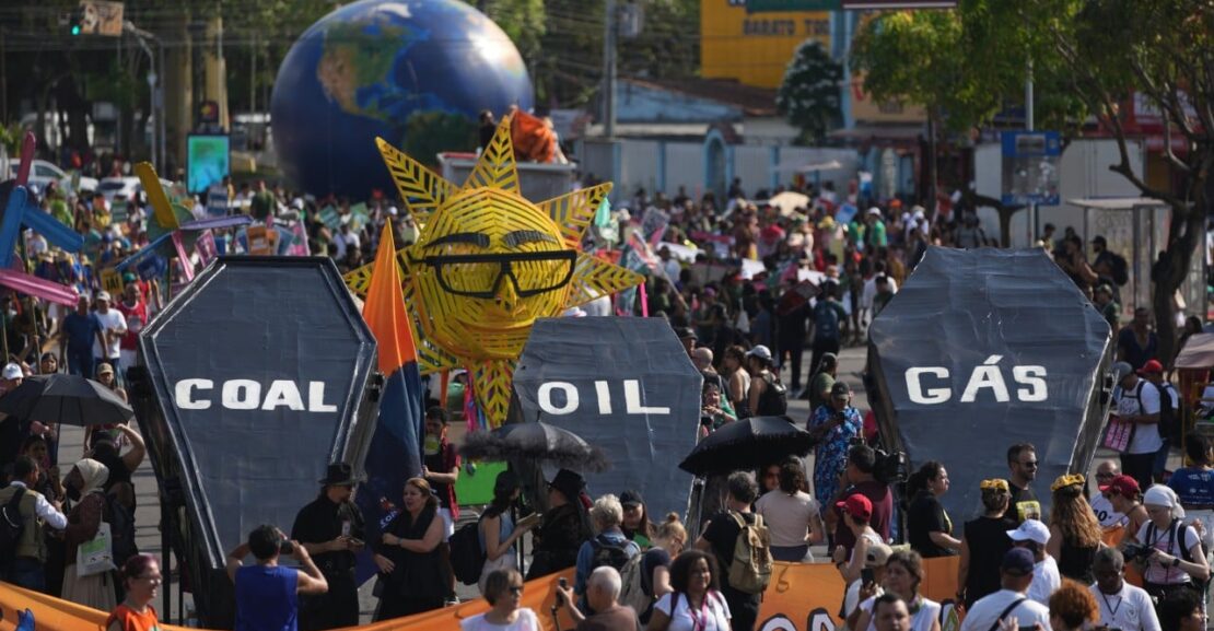 Cop30: climate protesters rally in Brazil at UN summit’s halfway mark