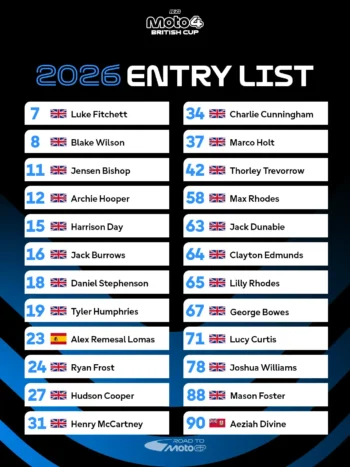 2026 R&G Moto4 British Cup Entry List announced